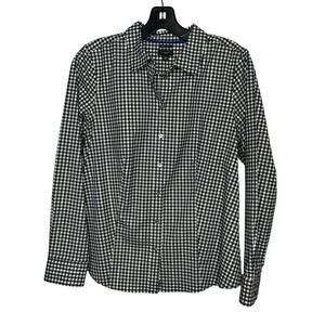 Talbots Black & White Gingham Wrinkle Resistant Button Down Shirt Size 10 Petite